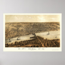 Peoria, IL Panoramic Map - 1867 Print