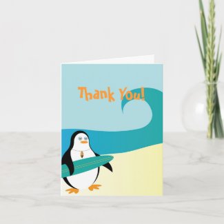 Pepe Surfer Penguin Thank You Card card
