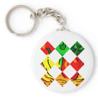 Pepper graphic colorful diamond tile keychain
