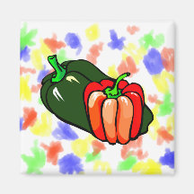 Pepper green and red graphic fridge magnets