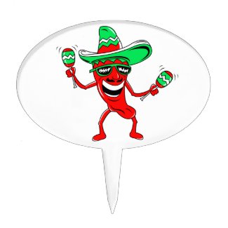 Pepper maracas sombrero sunglasses cake toppers