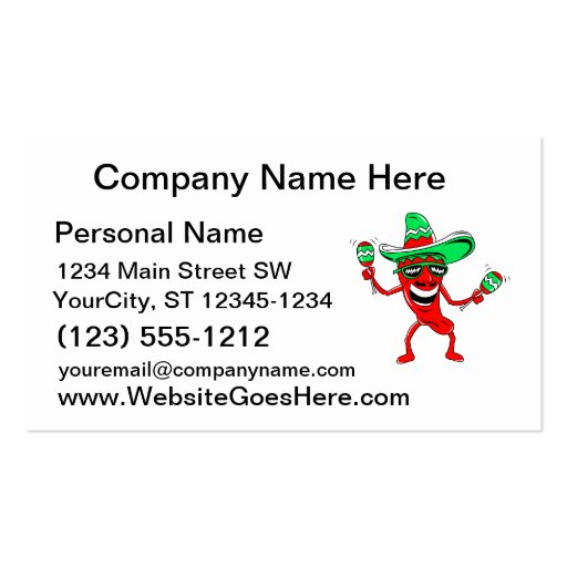 Pepper maracas sombrero sunglasses.png business cards (front side)