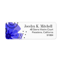 Pepper Poppies - cobalt blue Return Address Label