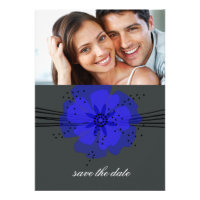 Pepper Poppies Photo Save the Date blue Custom Invitation