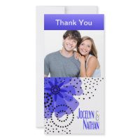 Pepper Poppies Photo Thank You blue Custom Photo Card