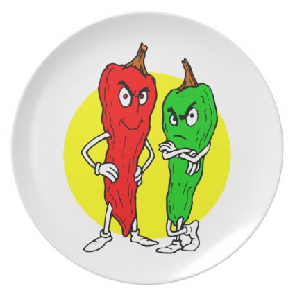 Pepper thugs red green w yellow ciricle plate