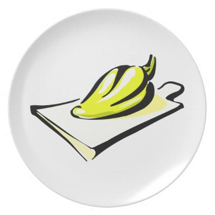 Pepper yellow on cutting board graphic dinner plates