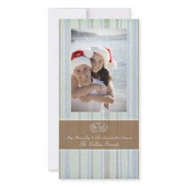 Peppermint blue photo christmas card photo cards