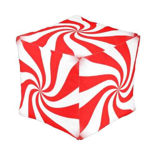 Peppermint Candy Cube Pouf