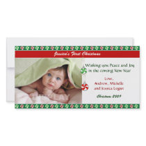 Peppermint Candy First Christmas Photo Card photo cards