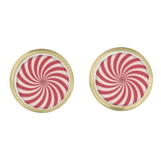 Peppermint Candy Gold Finish Cuff Links