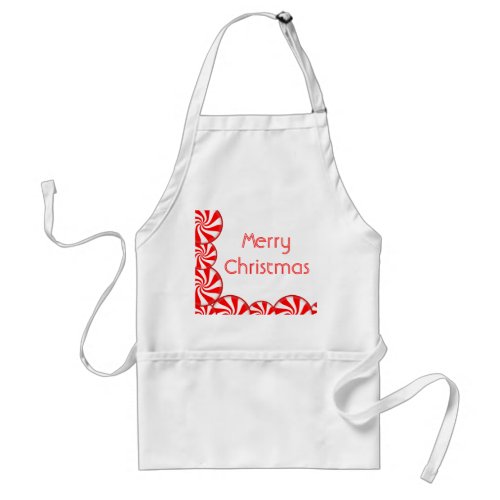 Peppermint Candy Merry Christmas Adult Apron