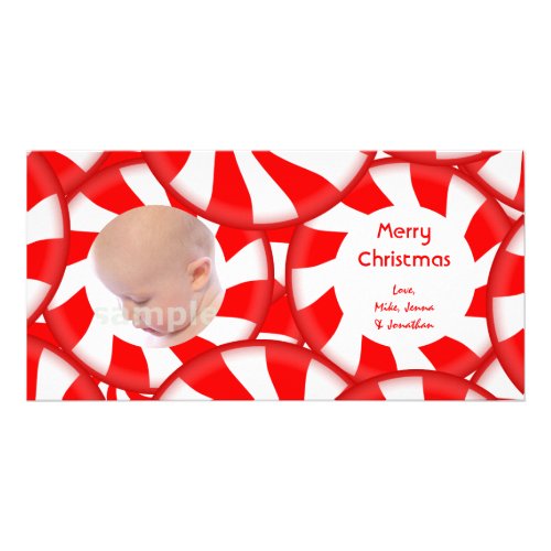Peppermint Candy Merry Christmas Custom Photo Photo Card