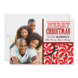 Peppermint Candy Merry Christmas Photo Collage invitation