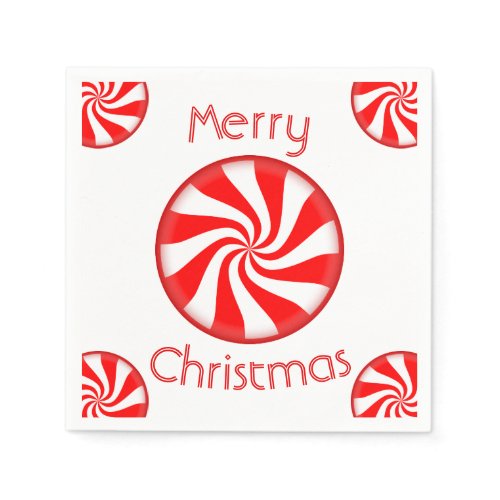Peppermint Candy Merry Christmas Standard Cocktail Napkin