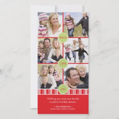 Peppermint Holiday Photo Collage Card Personalized Photo Card