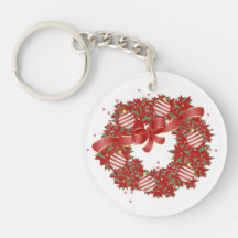 Peppermint Wreath Greetings Acrylic Keychains
