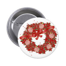Peppermint Wreath Greetings Pinback Buttons