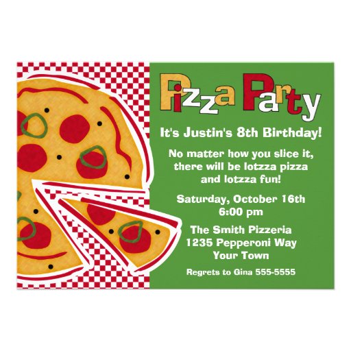 Pepperoni Pizza Party Personalized Invite