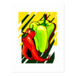 Peppers chili and yellow on yellow bg postcard