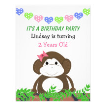 Pequeña invitación del cumpleaños del mono