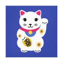 Pequeña lona de arte afortunada del gato lona envuelta para galerias