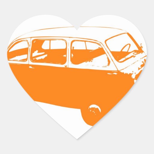Pequeño autobús anaranjado pegatinas corazon
