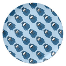 Pequeño monstruo azul marino tonto platos para fiestas