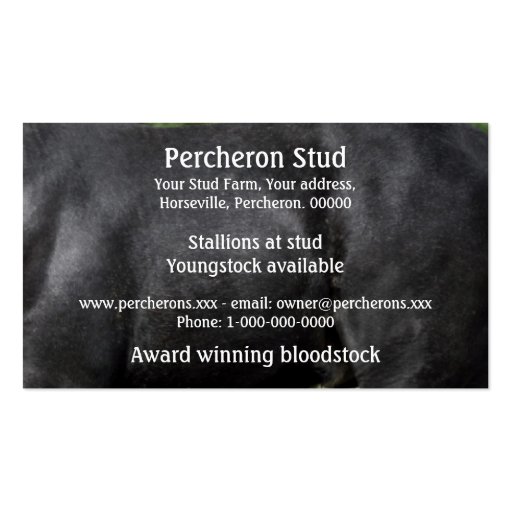 Percheron business card (back side)