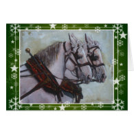 Percheron Draft Horse Christmas Card, green
