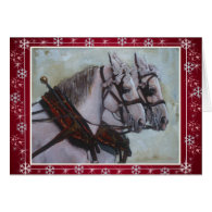 Percheron Draft Horse Christmas Card red