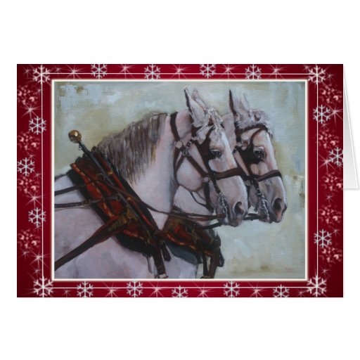 Percheron Draft Horse Christmas Card red Zazzle