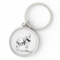 Percheron Draft Horse Equine Art Key Chain