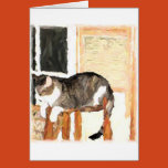 greeting, card, template, cat, watercolor,
