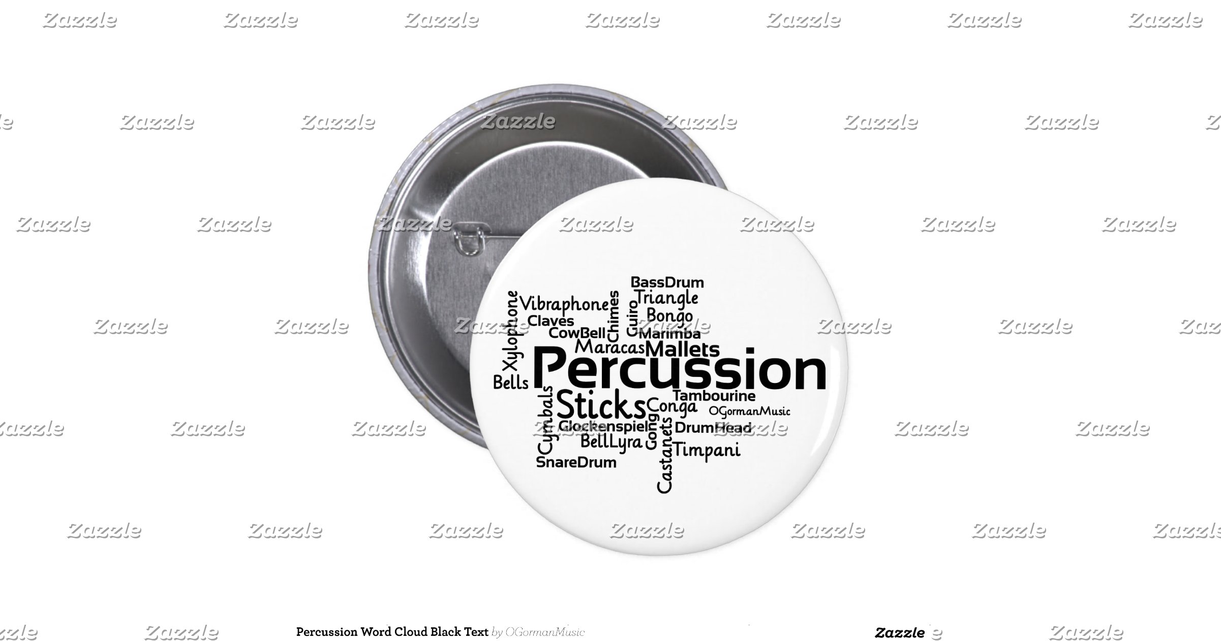 Percussion Word Cloud Black Text 2 Inch Round Button Zazzle