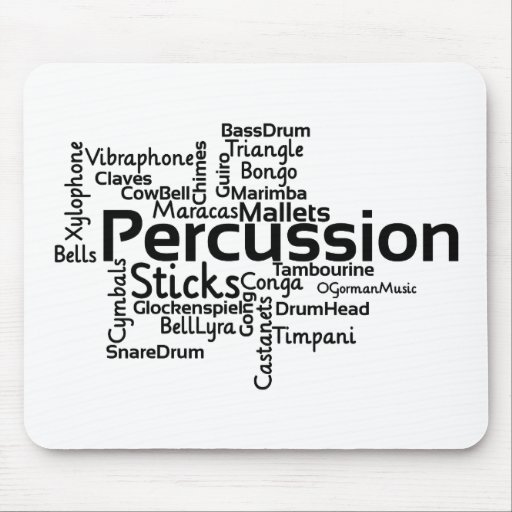 Percussion Word Cloud Black Text Mouse Pad Zazzle