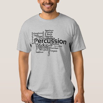 Percussion Word Cloud Black Text T-shirt