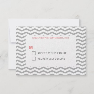 Perfect Chevron Typography - Coral & Gray Wedding Custom Invitations