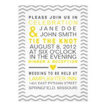 Perfect Chevron Yellow & Grey Invitation