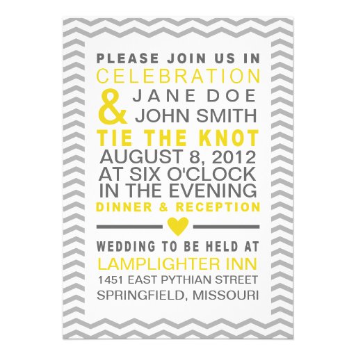 Perfect Chevron Yellow & Grey Invitation