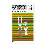Perfect men in psycho stripes background stamps