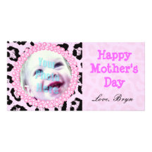 Perfect Mother's Day Gift Pink Cheetah Frame - Personalized Photo Card