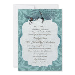 Perfect Pair Sea Blue Damask Peacock Elegance invitations