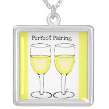 PERFECT PAIRING WINE GLASSES PRINT NECKLACES