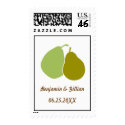 Perfect pear green monogram wedding RSVP postage stamp