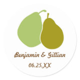 Perfect pear green wedding favor name tag label round sticker