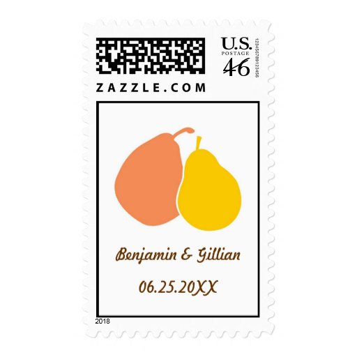 Perfect pear orange monogram wedding RSVP postage