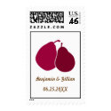 Perfect pear red monogram wedding RSVP postage stamp