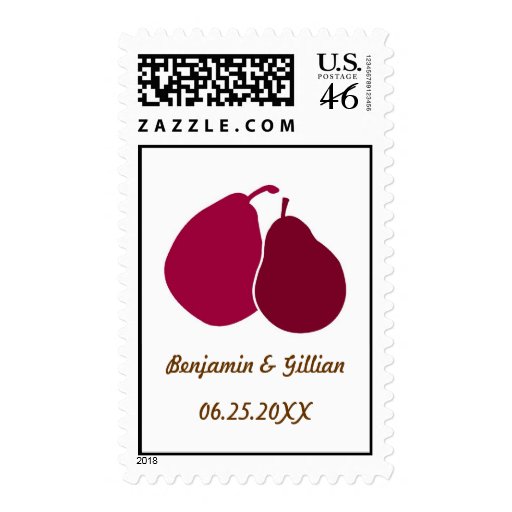 Perfect pear red monogram wedding RSVP postage