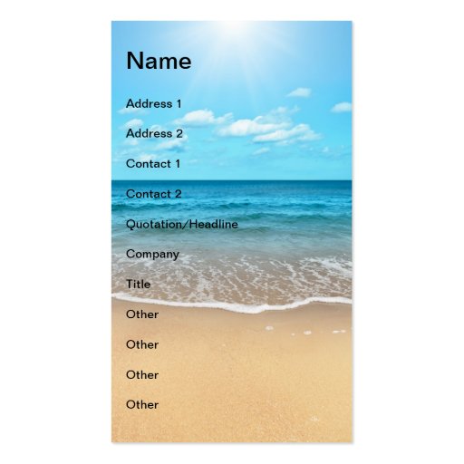 Perfect Sandy Beach Business Card (front side)